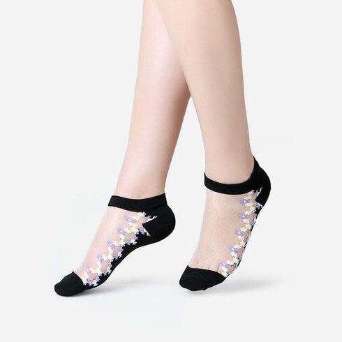 Sexy Lace Mesh Socks Transparent for women Ankle Thin Socks - ROUTINE FASHION