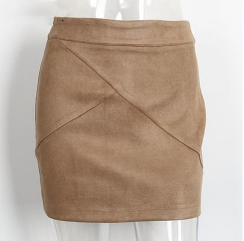 Ladies Leather Suede Pencil Skirt Bodycon Short Skirts Women - ROUTINE FASHION