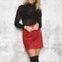 Ladies Leather Suede Pencil Skirt Bodycon Short Skirts Women - ROUTINE FASHION