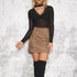 Ladies Leather Suede Pencil Skirt Bodycon Short Skirts Women - ROUTINE FASHION