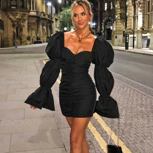 Fashion Pleated Breast Wrap Slim Fit Hip Skirt - ROUTINE FASHION