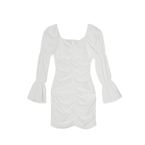 Fashion Pleated Breast Wrap Slim Fit Hip Skirt - ROUTINE FASHION