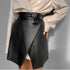 Pure Color Strappy Fashion Leather Skirt Waist Skirt - ROUTINE FASHION