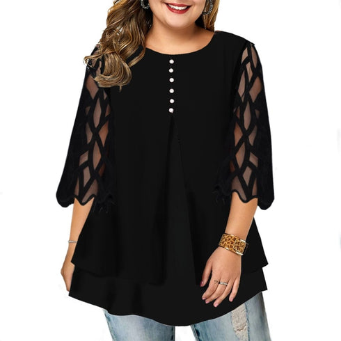 Plus Size Blouse Casual Women Tops Blouses Ruffled Shirts - ROUTINE FASHION