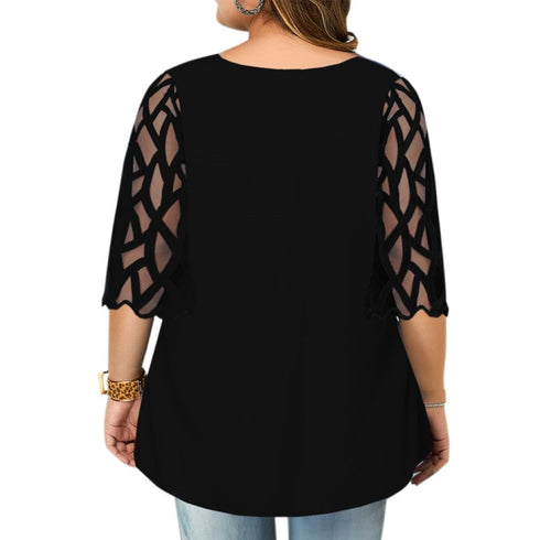 Plus Size Blouse Casual Women Tops Blouses Ruffled Shirts - ROUTINE FASHION