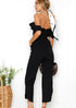 Women's Solid Jumpsuit With Open Shoulders - ROUTINE FASHION