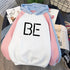 Plus Fleece Youth Color Block Hoodie BE Contrast Color Sweatshirt Women - ROUTINE FASHION