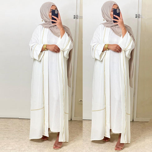 Kaftan Dubai Abaya Kimono Cardigan Muslim Hijab Dress - ROUTINE FASHION