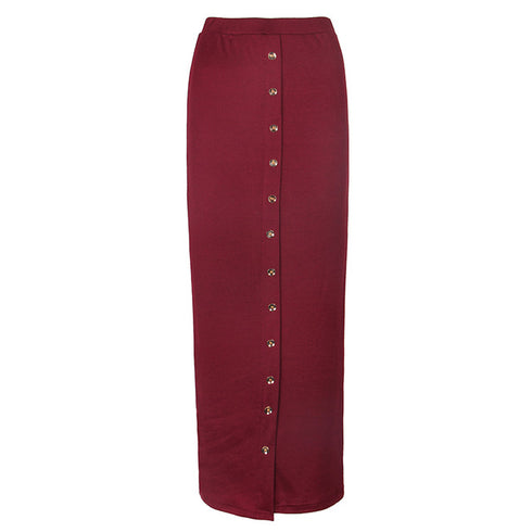 Half-Length Skirt Muslim Button Ladies Pencil Skirt - ROUTINE FASHION