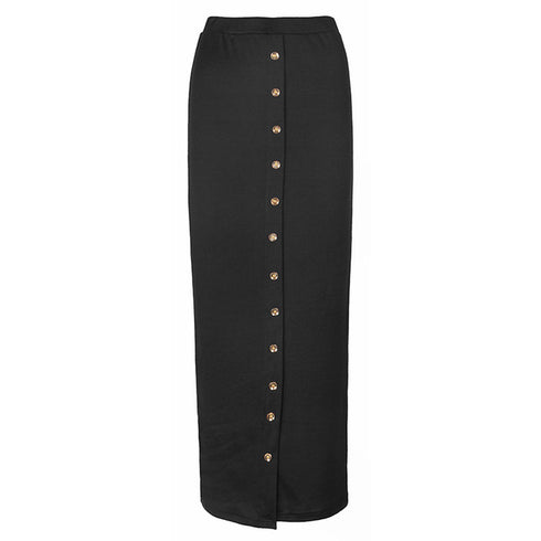 Half-Length Skirt Muslim Button Ladies Pencil Skirt - ROUTINE FASHION