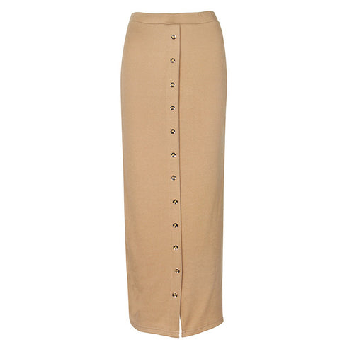 Half-Length Skirt Muslim Button Ladies Pencil Skirt - ROUTINE FASHION
