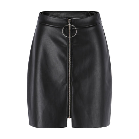 European And American Leather Skirt High Waist Skirt Women - ROUTINE FASHION