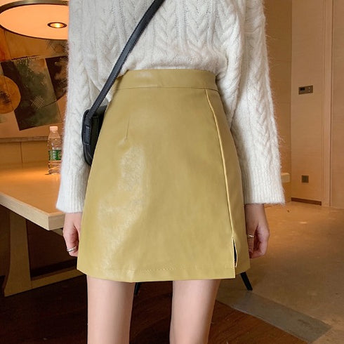 HOT Fashion Women Shiny Leather Skirts Female Solid Bodycon Pencil Short Mini Skirt Woman Zipper High Waist Skirt - ROUTINE FASHION