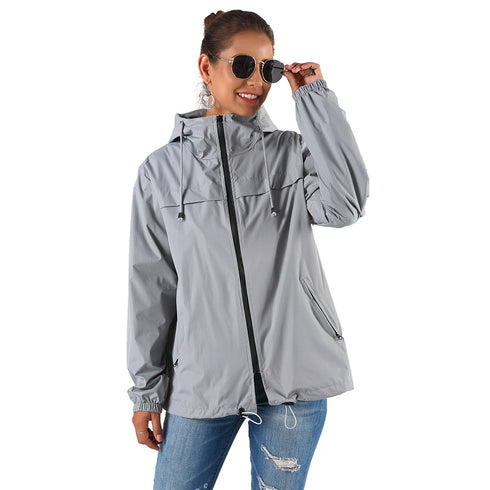 Simple Women's Outdoor Hooded Rain Jacket - ROUTINE FASHION