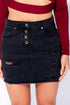 Ripped Elastic Denim Wrap Hip Skirt - ROUTINE FASHION