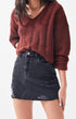 Ripped Elastic Denim Wrap Hip Skirt - ROUTINE FASHION