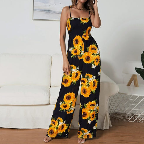 Sling Sexy Bind Printing Jumpsuits Women Overalls - ROUTINE FASHION