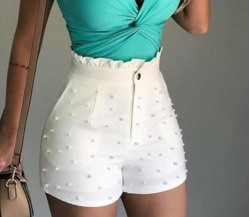 Women's Shorts Cannon Beads Solid Color Sexy Shorts Women - ROUTINE FASHION