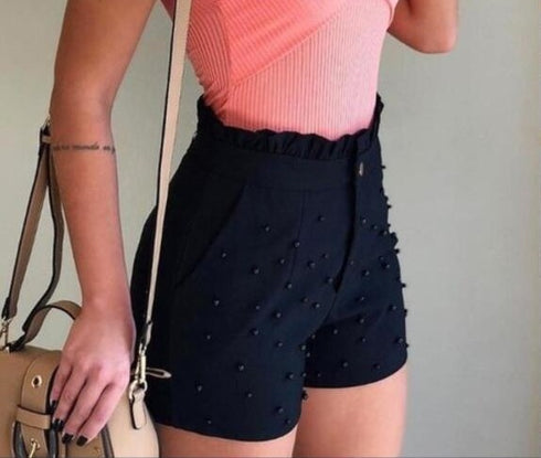 Women's Shorts Cannon Beads Solid Color Sexy Shorts Women - ROUTINE FASHION