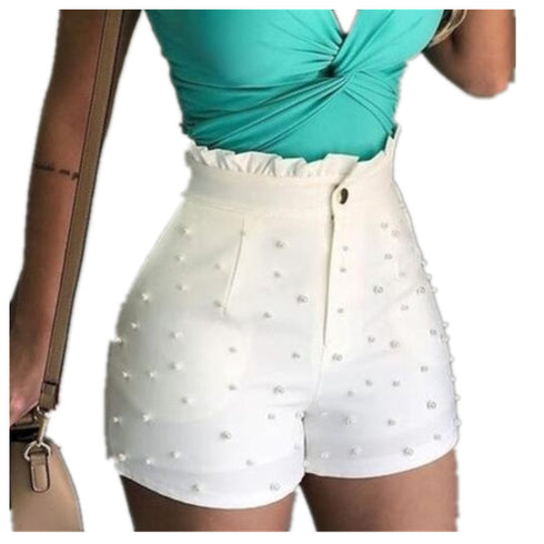 Women's Shorts Cannon Beads Solid Color Sexy Shorts Women - ROUTINE FASHION