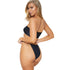 Solid Color Lace-Up Split Thong Bikini Swimsuit For Women - ROUTINE FASHION