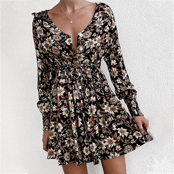 Women Floral Boho Party Dress Sexy Ladies Clothes Dresses - ROUTINE FASHION