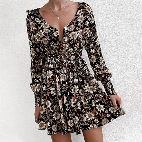 Women Floral Boho Party Dress Sexy Ladies Clothes Dresses - ROUTINE FASHION