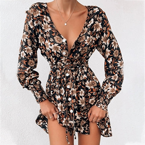 Women Floral Boho Party Dress Sexy Ladies Clothes Dresses - ROUTINE FASHION