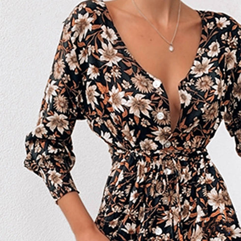 Women Floral Boho Party Dress Sexy Ladies Clothes Dresses - ROUTINE FASHION