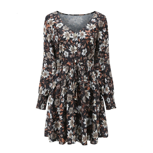 Women Floral Boho Party Dress Sexy Ladies Clothes Dresses - ROUTINE FASHION