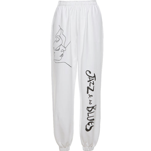 High Waist All-Match Print Loose Sports Leg Straight Trousers And Trousers - ROUTINE FASHION