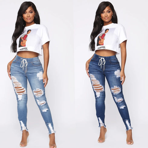 Fashion Stretch Ripped Skinny Hip Jeans - ROUTINE FASHION