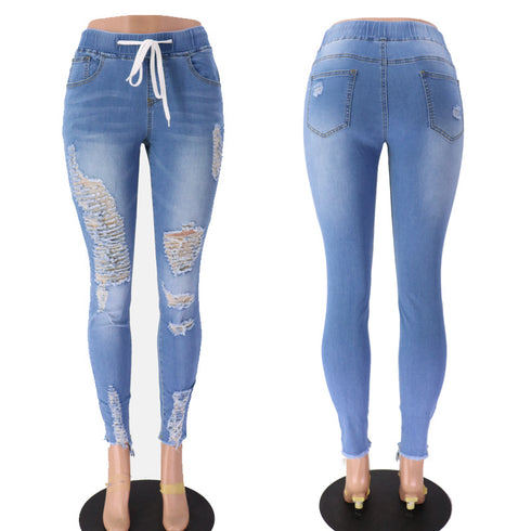 Fashion Stretch Ripped Skinny Hip Jeans - ROUTINE FASHION