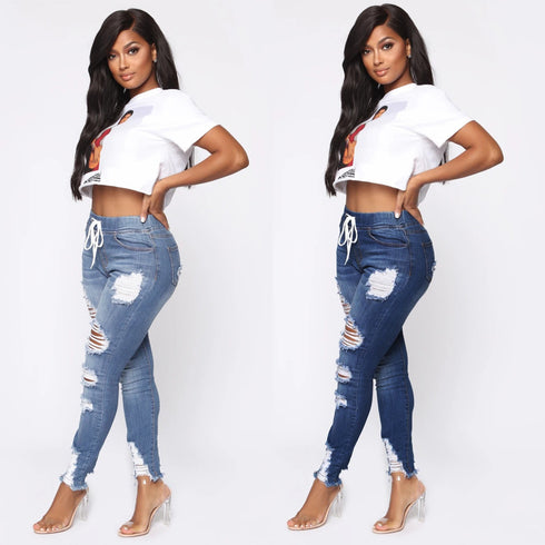Fashion Stretch Ripped Skinny Hip Jeans - ROUTINE FASHION