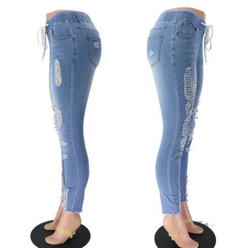 Fashion Stretch Ripped Skinny Hip Jeans - ROUTINE FASHION