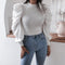 Blouse Women Puff Sleeve Knit Tops Streetwear T Shirt - ROUTINE FASHION