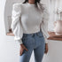 Blouse Women Puff Sleeve Knit Tops Streetwear T Shirt - ROUTINE FASHION