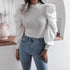 Blouse Women Puff Sleeve Knit Tops Streetwear T Shirt - ROUTINE FASHION