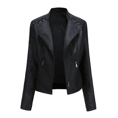 Women's Leather Jackets Women's Short Jackets Slim Thin Leather Jackets Ladies Motorcycle Suits - ROUTINE FASHION