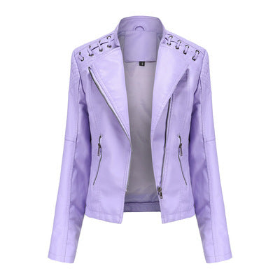 Women's Leather Jackets Women's Short Jackets Slim Thin Leather Jackets Ladies Motorcycle Suits - ROUTINE FASHION