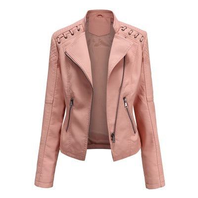 Women's Leather Jackets Women's Short Jackets Slim Thin Leather Jackets Ladies Motorcycle Suits - ROUTINE FASHION