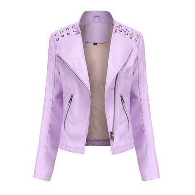 Women's Leather Jackets Women's Short Jackets Slim Thin Leather Jackets Ladies Motorcycle Suits - ROUTINE FASHION
