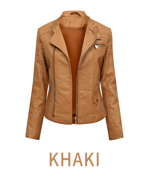 Women's Trendy Slim Pu Leather Winter Jacket - ROUTINE FASHION