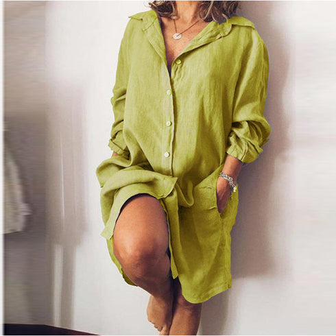 2022 Loose Mid Length Shirts Women Dress Cover-ups Tunics For Mini Dress - ROUTINE FASHION