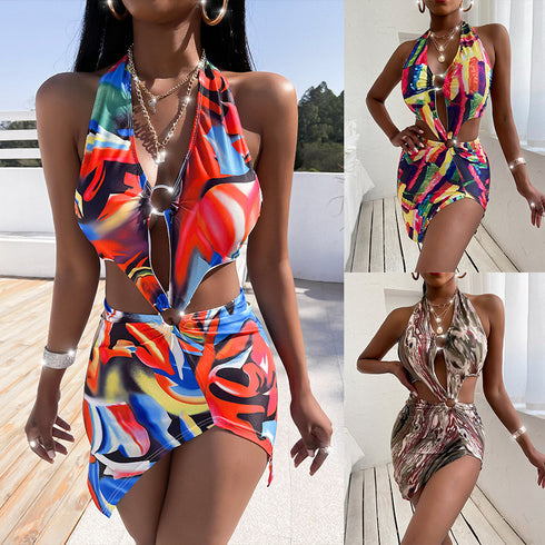 Sexy Bikini Print One-Piece Swimsuit Women - ROUTINE FASHION