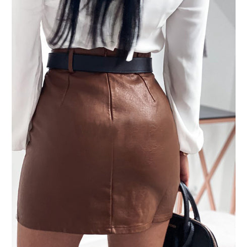 Elegant Fashion Rivets PU Leather Skirts Women - ROUTINE FASHION