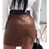 Elegant Fashion Rivets PU Leather Skirts Women - ROUTINE FASHION