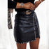 Elegant Fashion Rivets PU Leather Skirts Women - ROUTINE FASHION