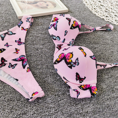 Bikini Sexy Butterfly Print Bikini High Quality Hard Bag Swimsuit Women - ROUTINE FASHION