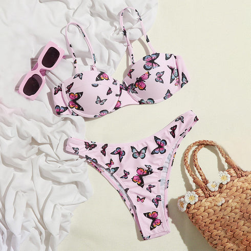 Bikini Sexy Butterfly Print Bikini High Quality Hard Bag Swimsuit Women - ROUTINE FASHION